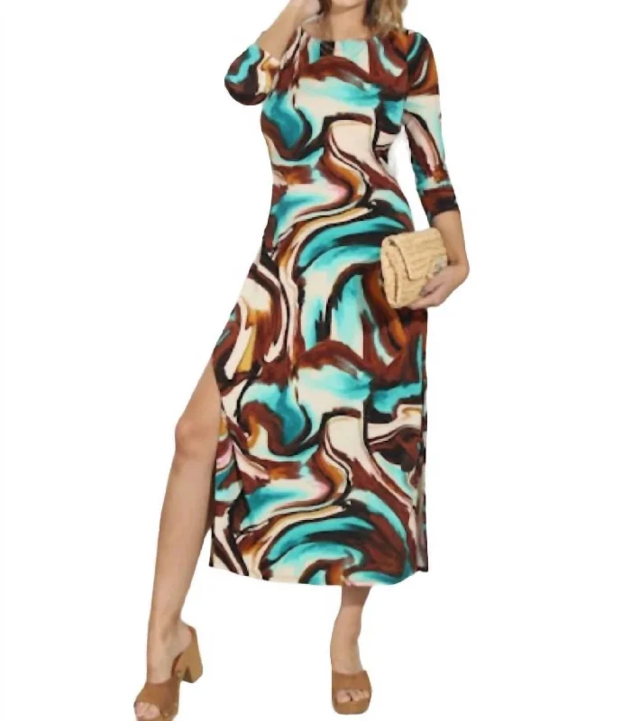 Low Back Midi Dress In Multi