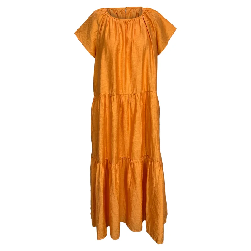 Weekend Max Mara Nembi Midi Tiered Dress in Orange Linen