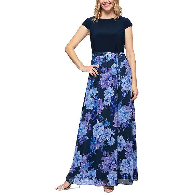 Womens Mixed Media Floral Maxi Dress