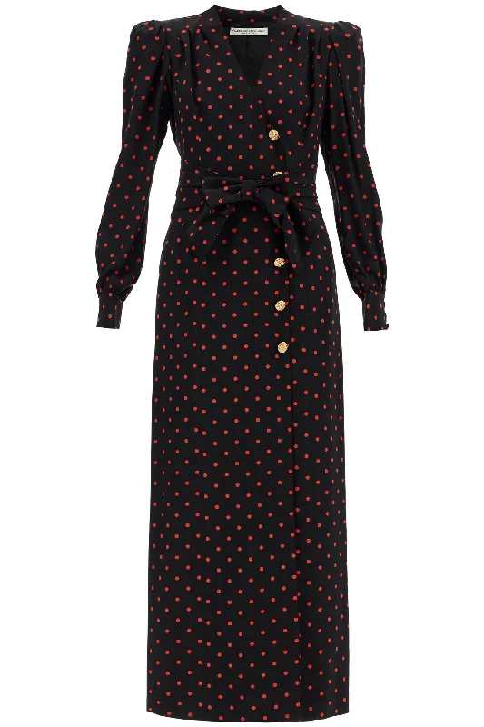 Alessandra Rich Women's Silk Maxi Dress With Polka Dots