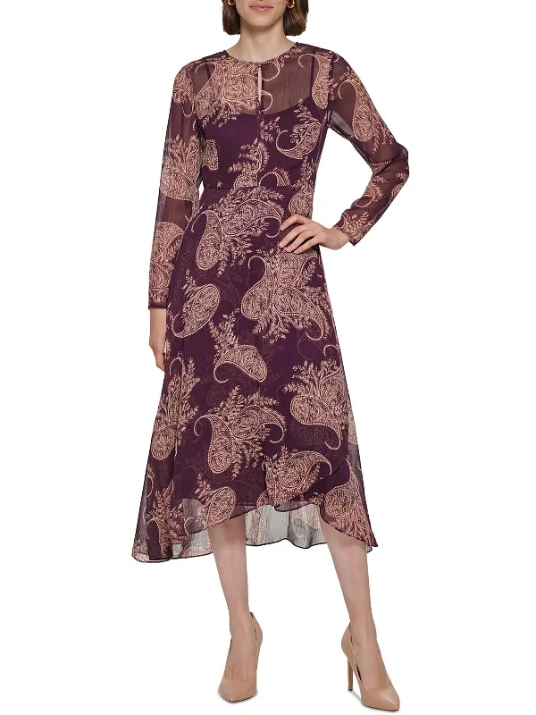 Womens Paisley Midi Midi Dress