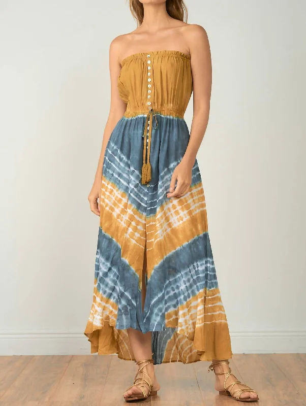 Macedonia Strapless Maxi Dress In Tie Dye