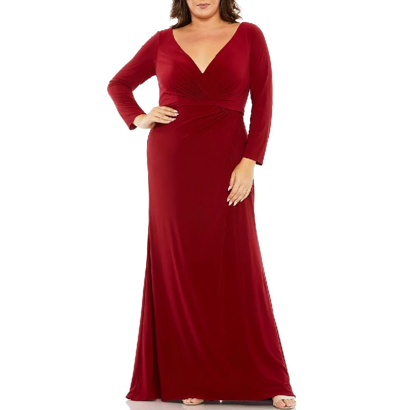 Plus Womens Surplice Formal Evening Dress