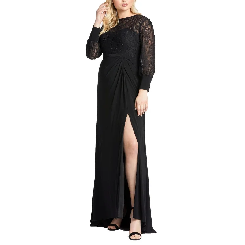 Plus Womens Lace Embellished Evening Dress