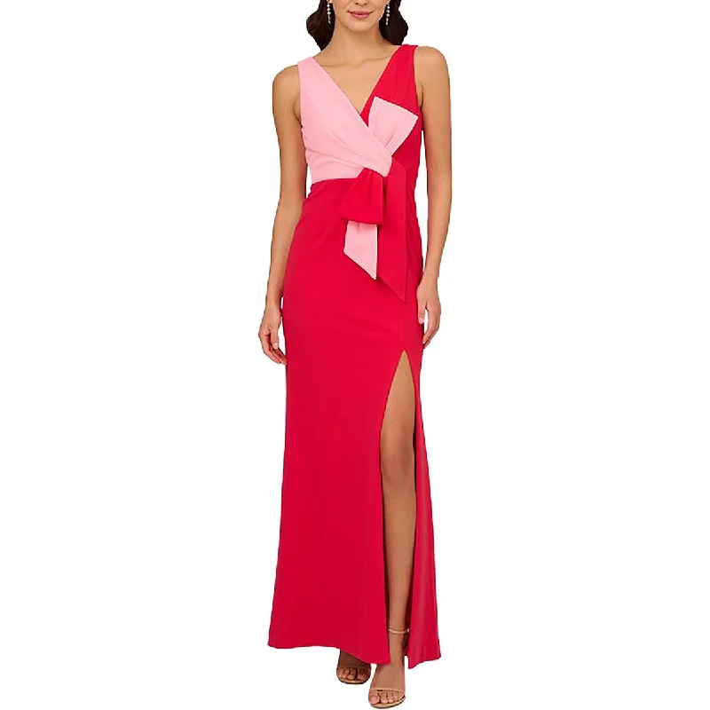 Womens Colorblock Maxi Evening Dress