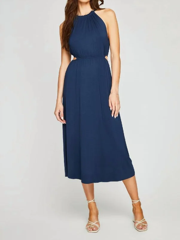 Edith Midi Dress In Indigo