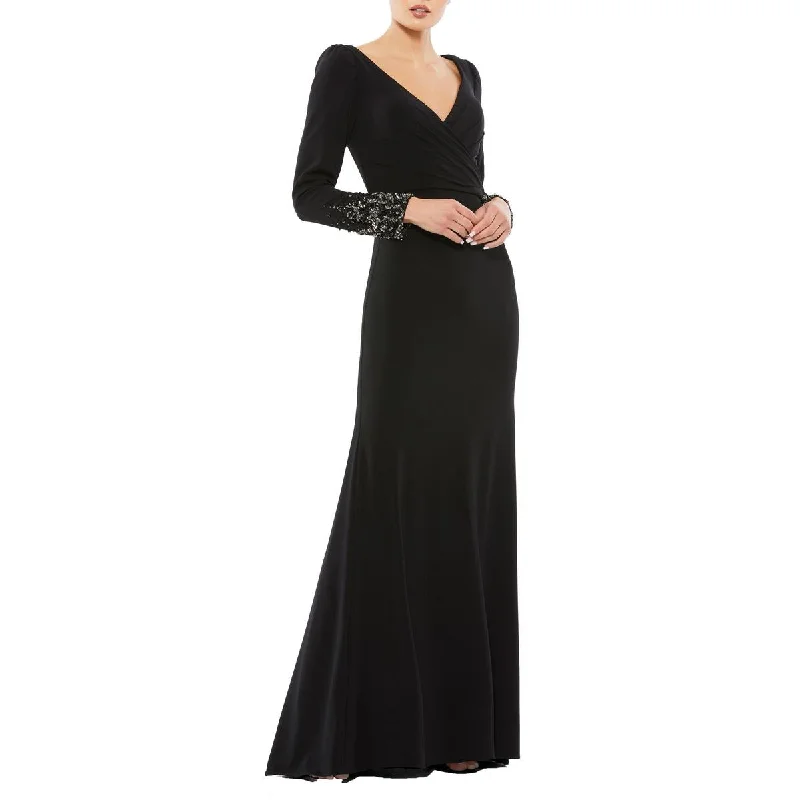 Womens Embellished Trumpet Evening Dress