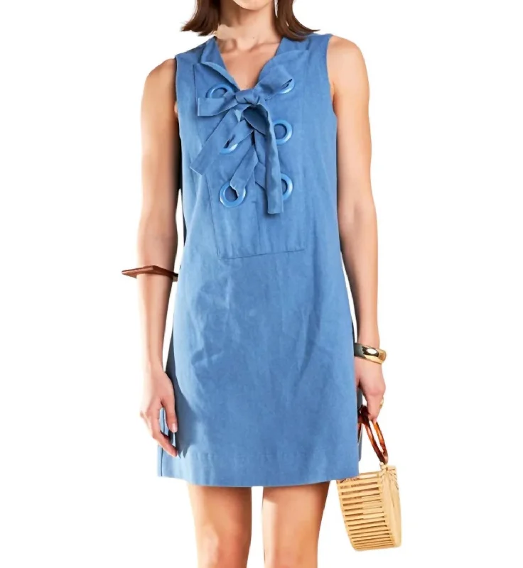 Denim Lace Up Mini Dress