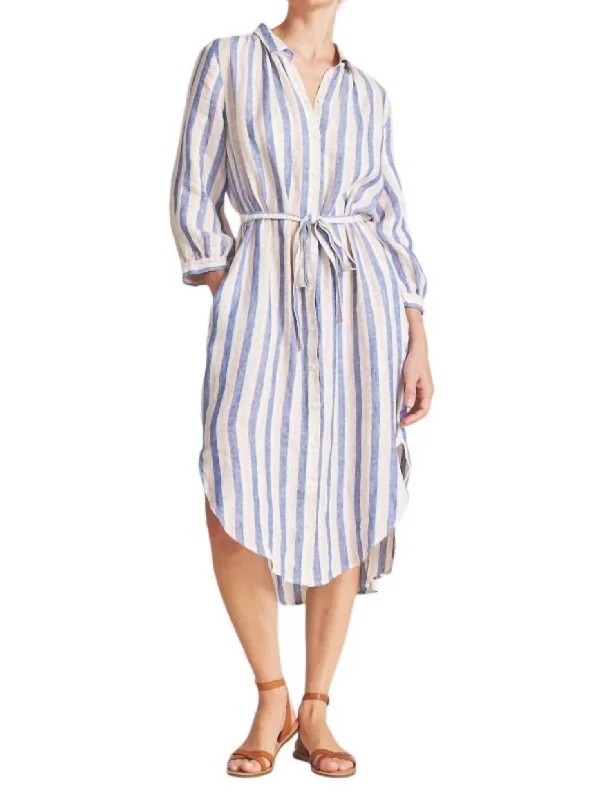 Joni Striped Midi Dress In Azul Stripe