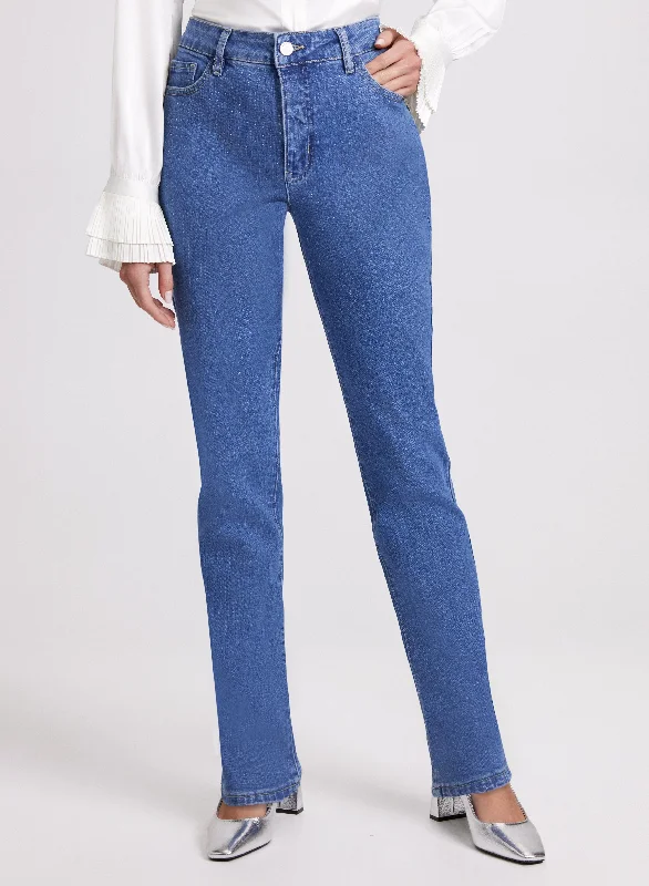 Rhinestone Straight-Leg Jeans