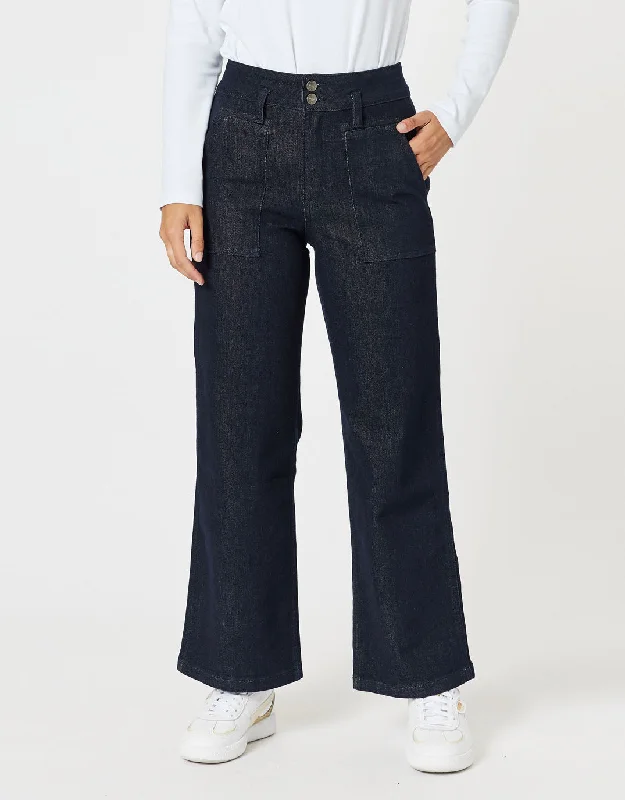 Hudson Wide Leg Jeans - Dark Denim