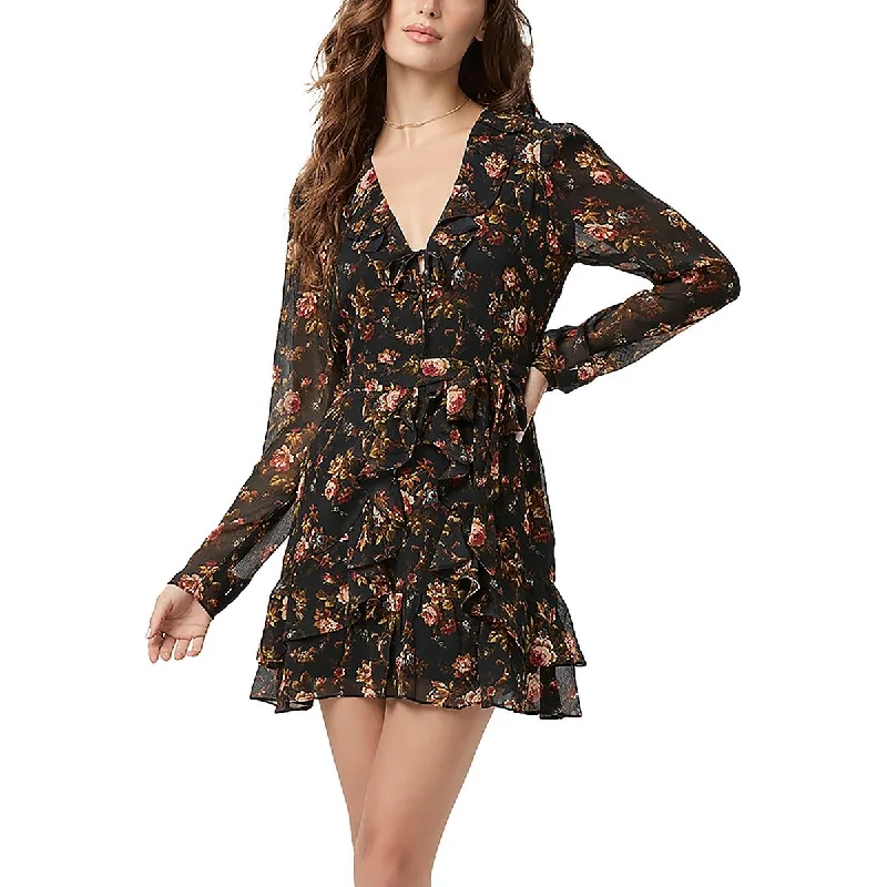 Womens Silk Floral Cocktail And Party Dress