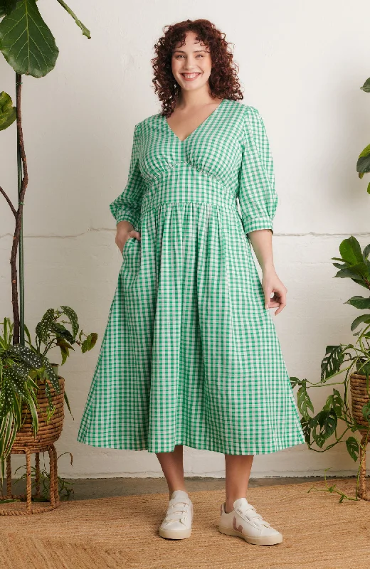 Amelia Emerald Green Gingham Dress