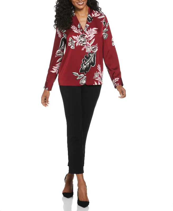 Floral Print Shine Satin Blouse