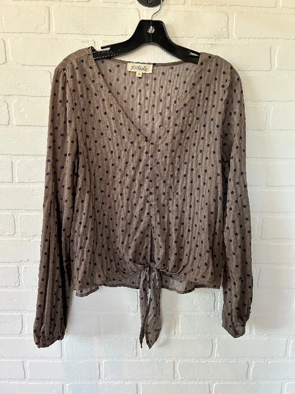 Brown Top Long Sleeve Listicle, Size M