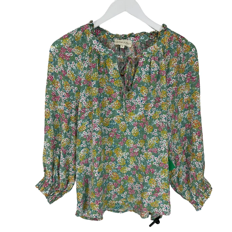 Green Top Long Sleeve Cynthia Rowley, Size M