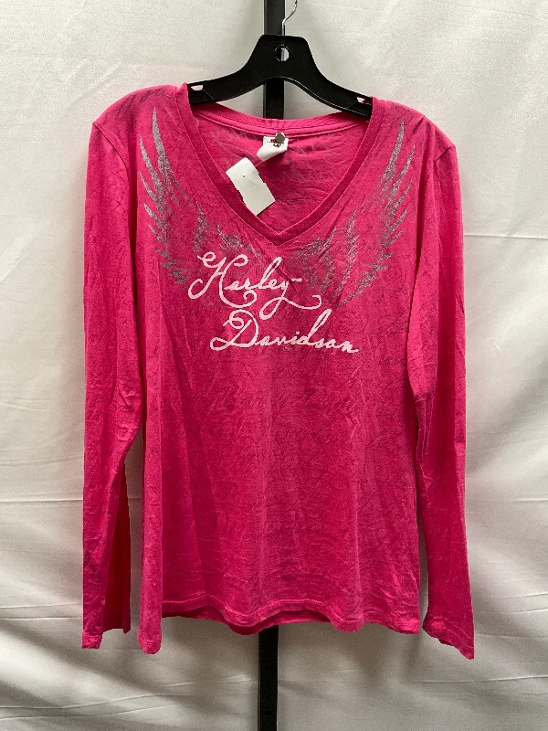 Pink Top Long Sleeve Harley Davidson, Size L