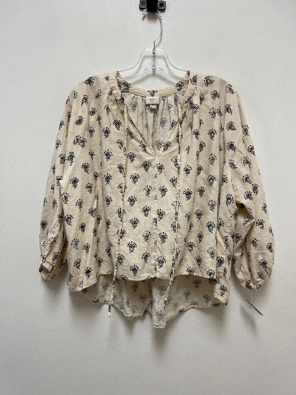 Top Long Sleeve By A New Day In Cream, Size: Xs