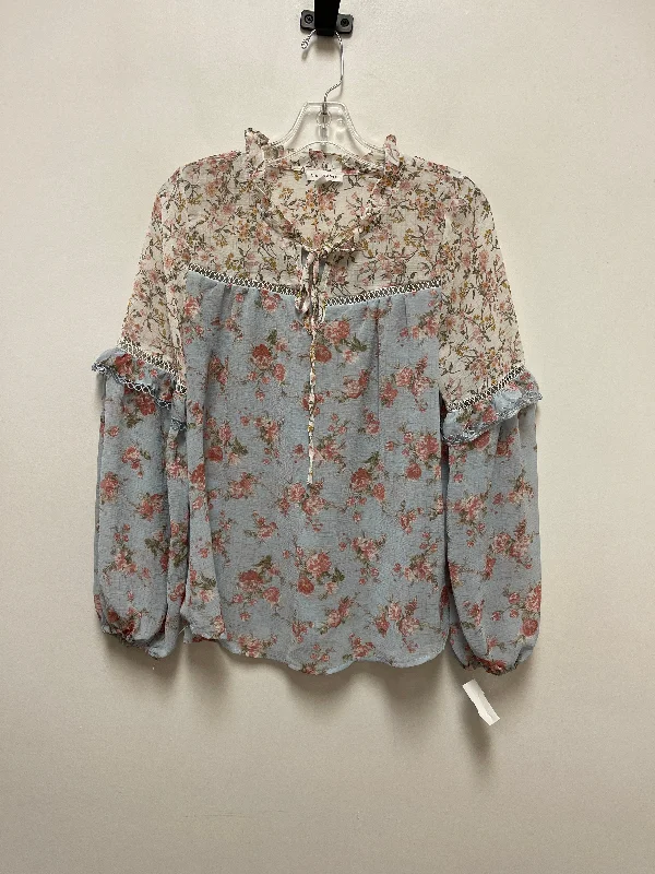 Top Long Sleeve By Blu Pepper In Floral Print, Size: M