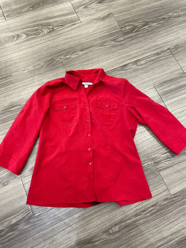 Top Long Sleeve By Croft And Barrow In Red, Size: Xl