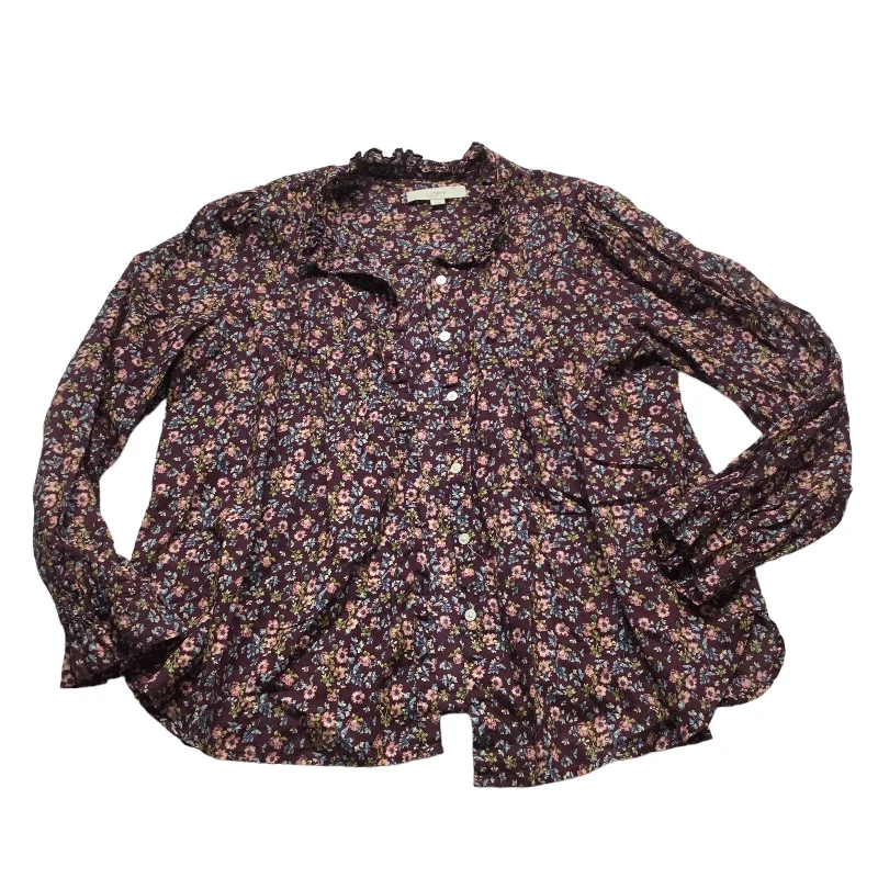 Top Long Sleeve By Loft In Floral Print, Size: M