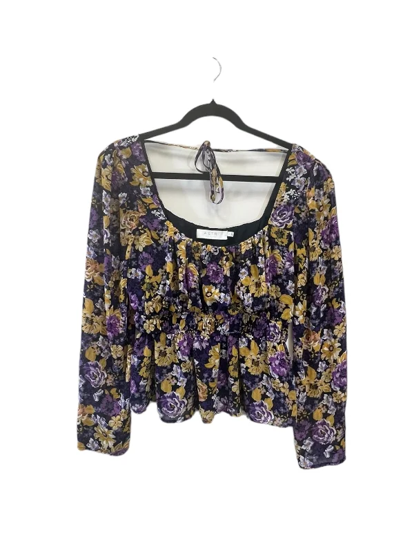 Top Long Sleeve Designer By Astr The Label In Floral Print, Size: L